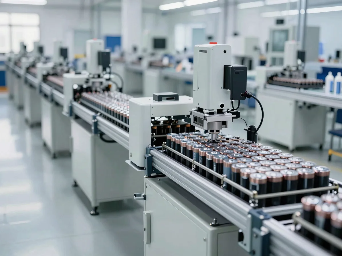 Industrial product photography of a modern lithium battery assemb